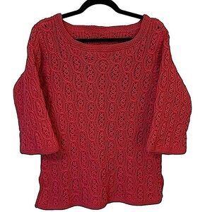 Barbiecore Hot Pink Hand Knitted Cotton Sweater Size Medium